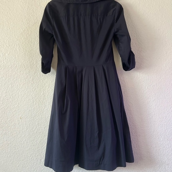 Tory Burch Dress Womens Sz 2 Navy Pleated Fit Flare Nautical Preppy Retro Button - Picture 8 of 16